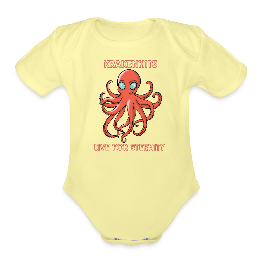 Organic Short Sleeve Baby Bodysuit - washed yellow