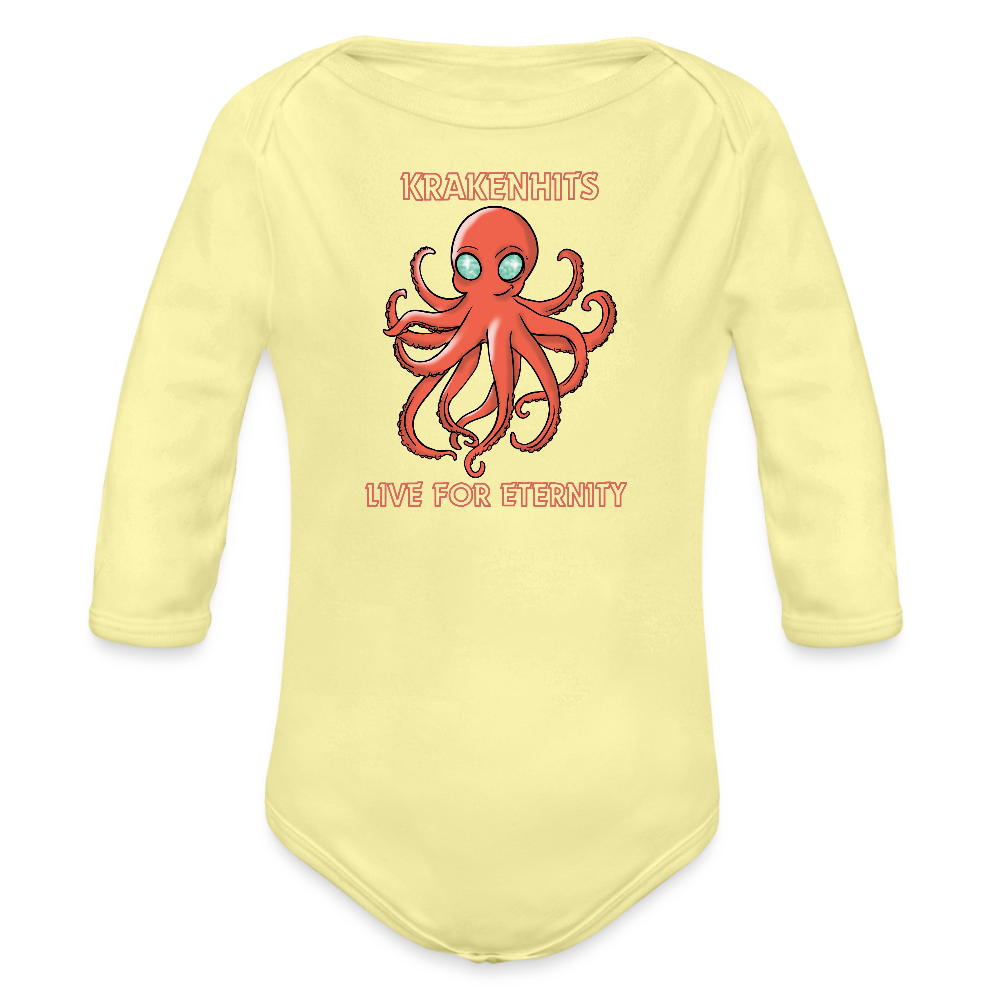 Organic Long Sleeve Baby Bodysuit - washed yellow