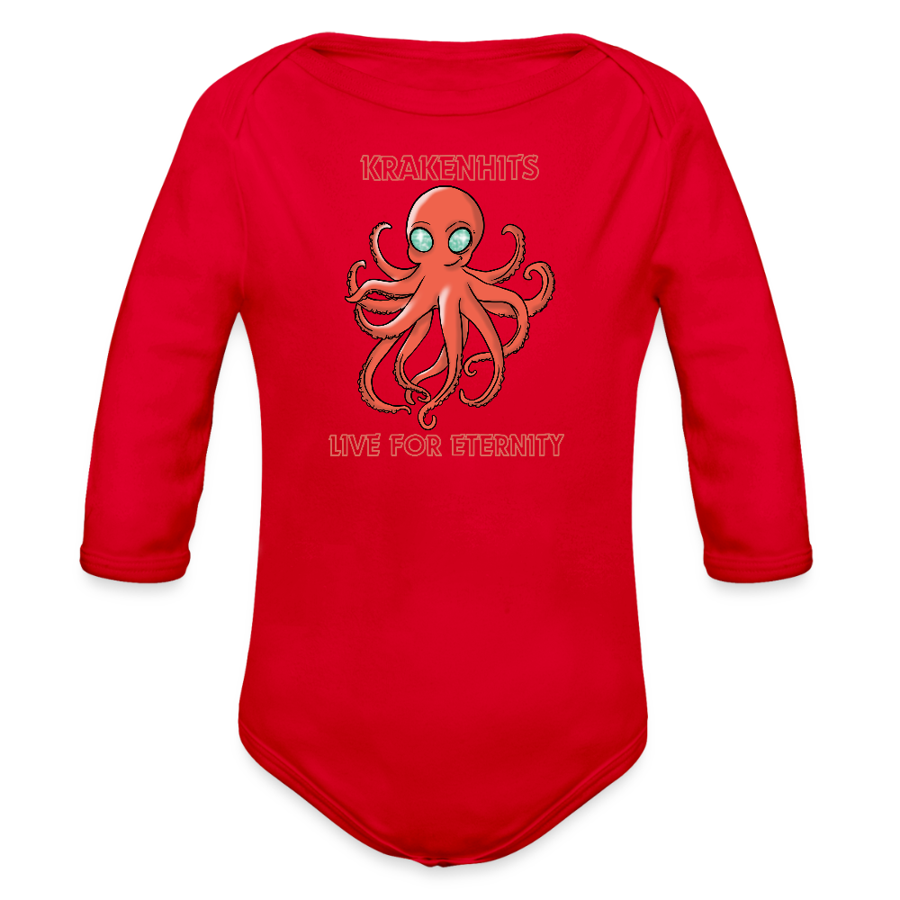 Organic Long Sleeve Baby Bodysuit - red