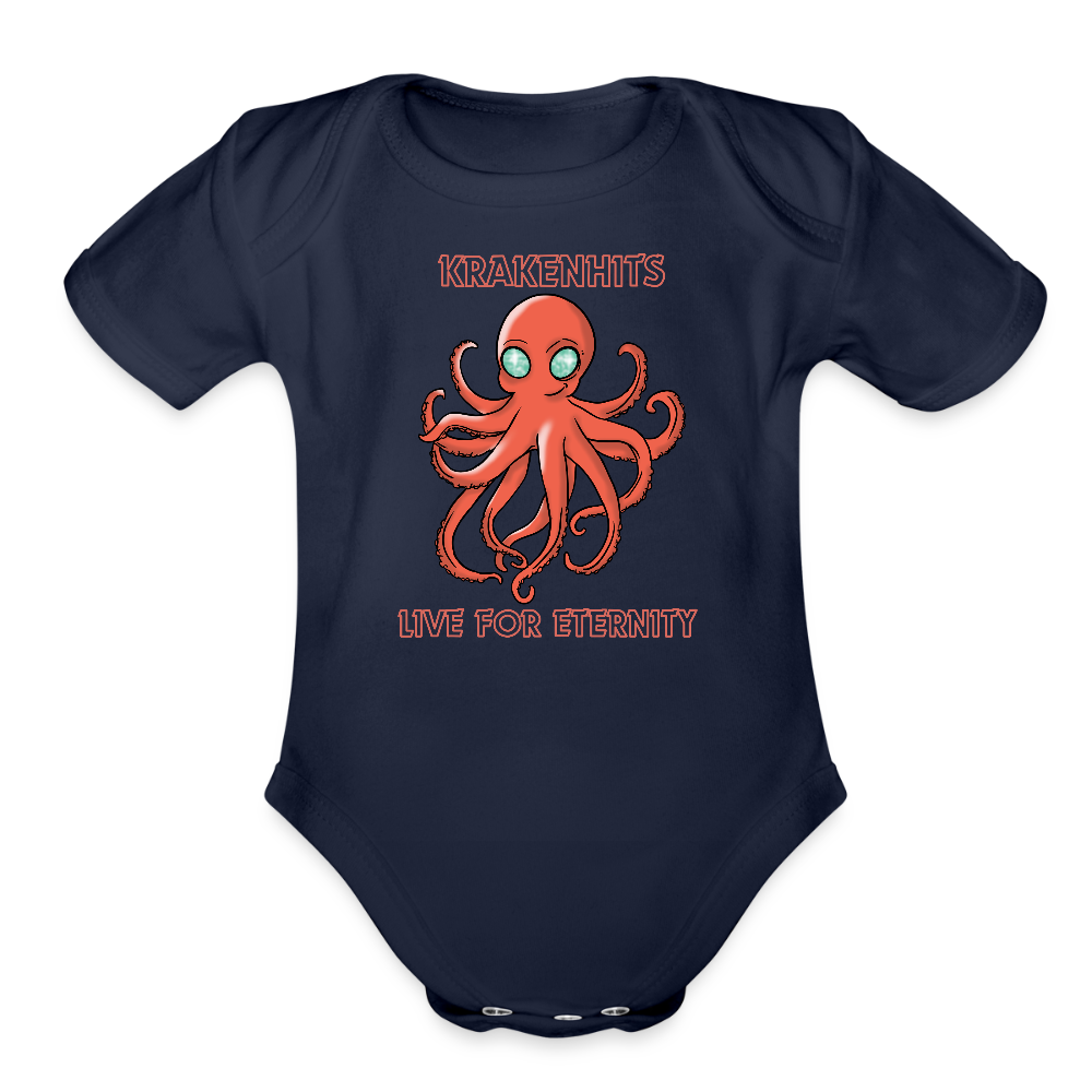 Organic Short Sleeve Baby Bodysuit - dark navy