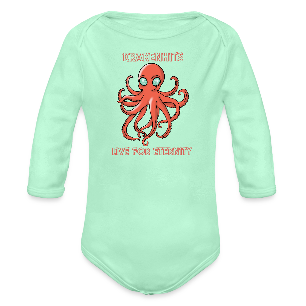Organic Long Sleeve Baby Bodysuit - light mint