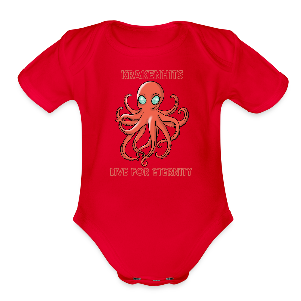 Organic Short Sleeve Baby Bodysuit - red