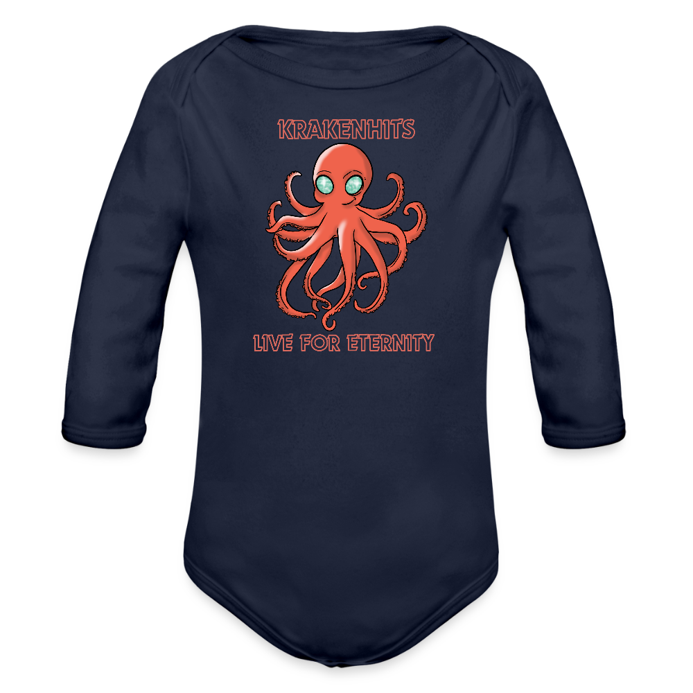 Organic Long Sleeve Baby Bodysuit - dark navy